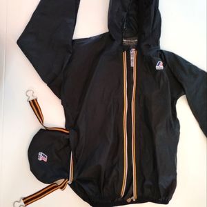 Vintage K-way kangaroo packable black rain jacket Women's S/Youth 12
